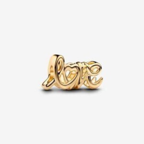 Pandora Gold Love Script Charm - Picture 1 of 5